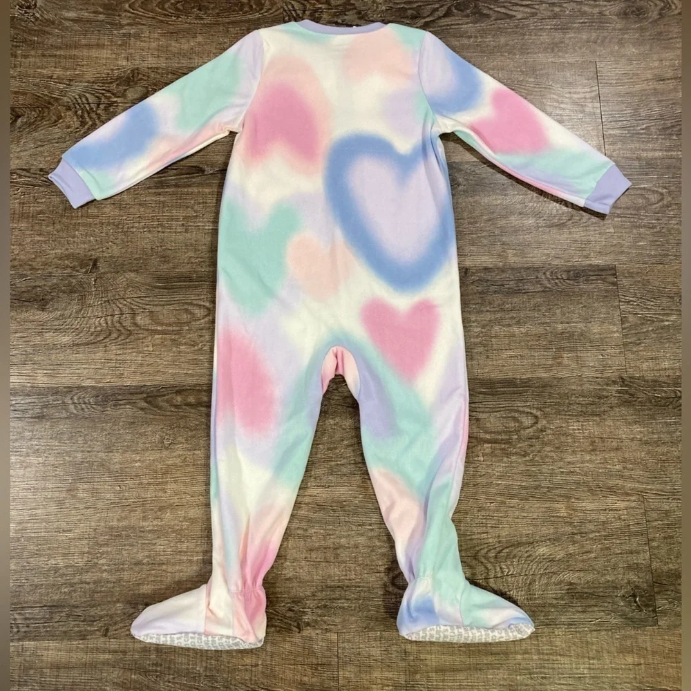 Carter’s Girls Footed Fleece Pajamas Pastel Pink Purple Dinosaur Size 3T
